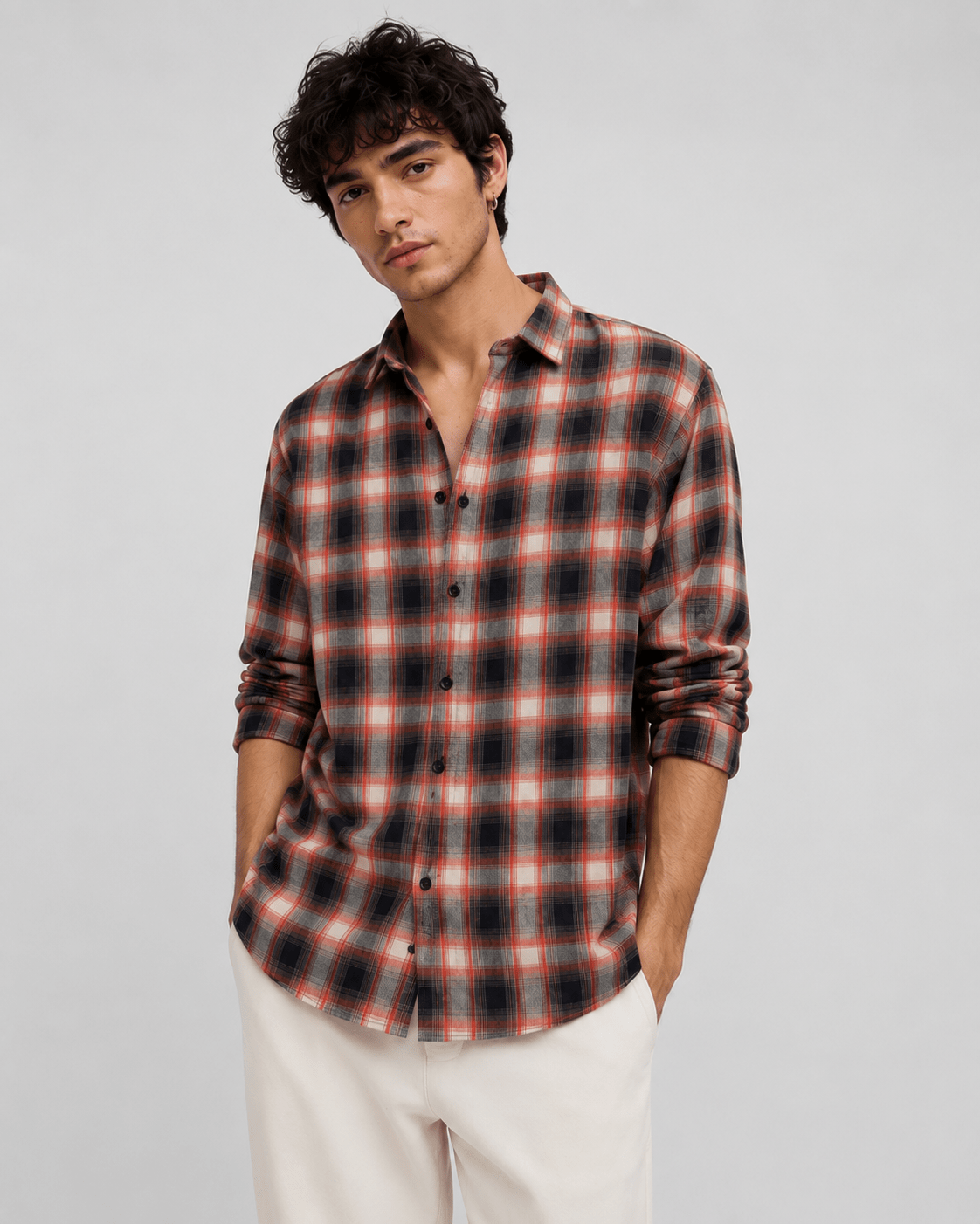 OG Fit Men Red & Black Checked Regular Fit Casual Shirt - ogfit