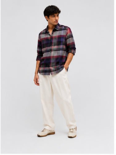 OG Fit Men Purple & Black Checked Regular Fit Casual Shirt - ogfit