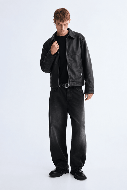 OGfit Premium Black Leather Jacket – Classic Zip-Up - ogfit