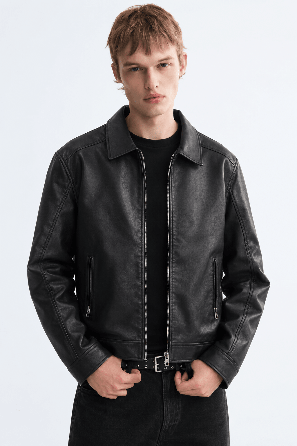 OGfit Premium Black Leather Jacket – Classic Zip-Up - ogfit