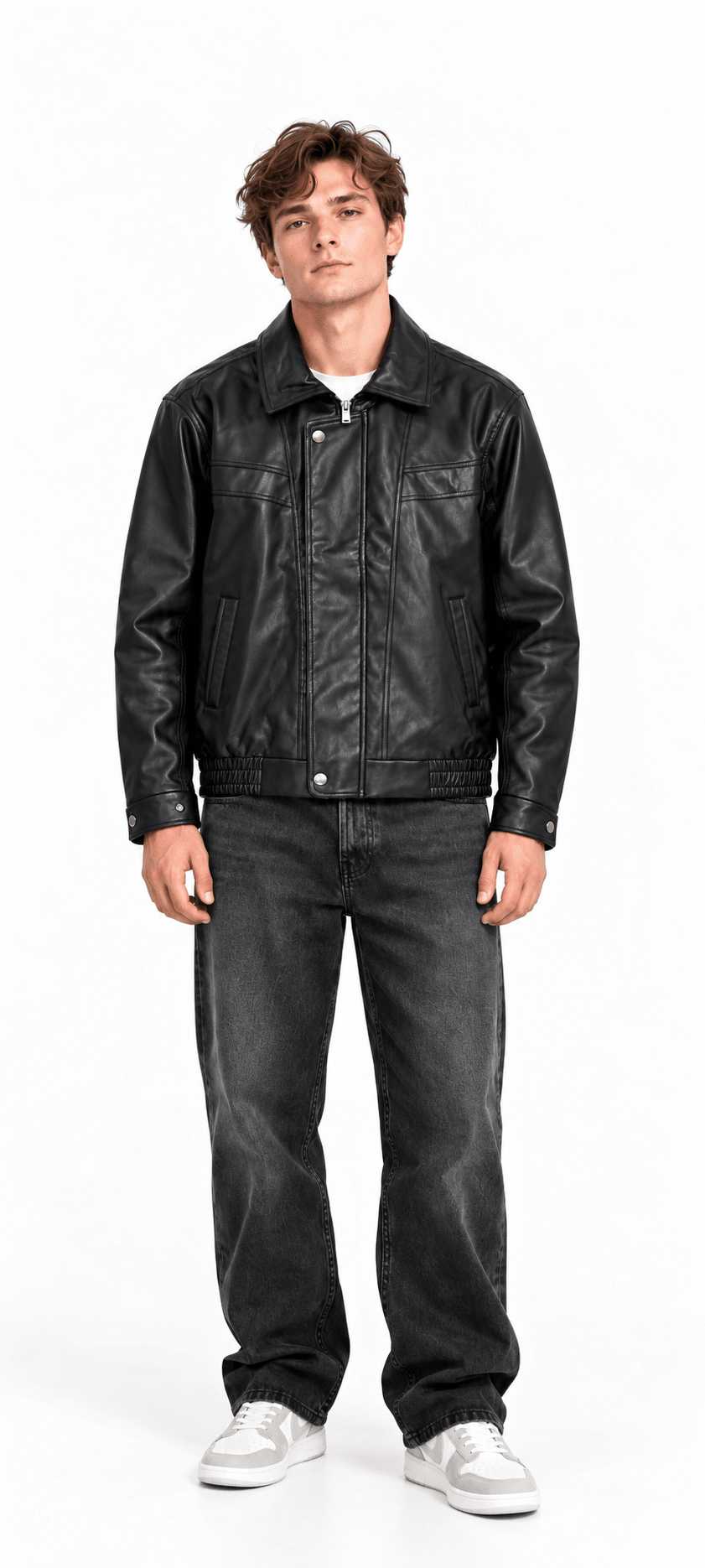 OGfit Black Faux Leather Bomber Jacket – Premium Zip-Up Jacket - ogfit