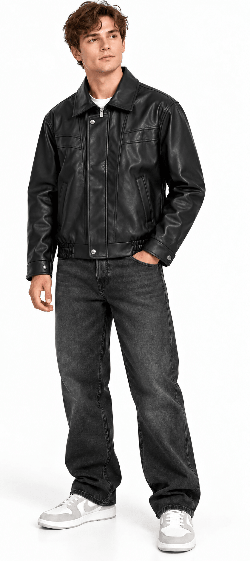 OGfit Black Faux Leather Bomber Jacket – Premium Zip-Up Jacket - ogfit